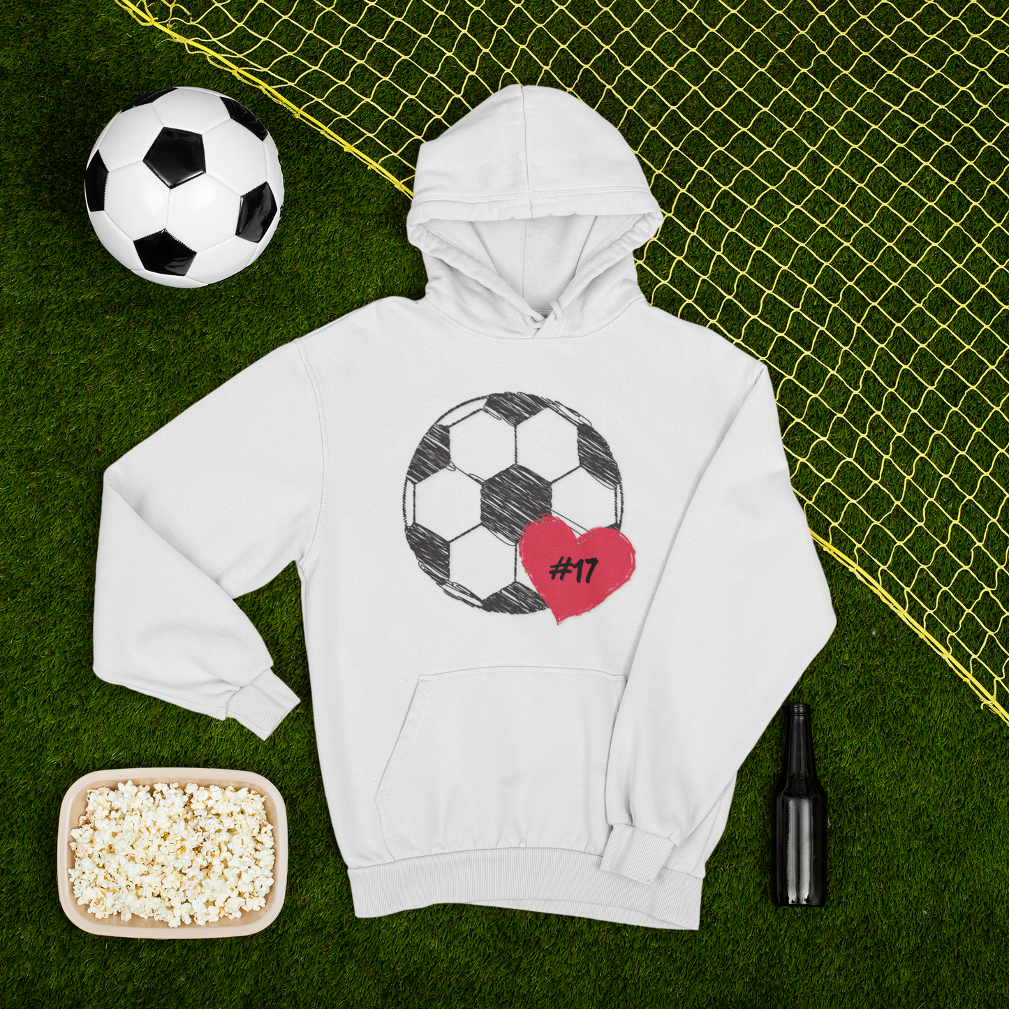 Soccer Hoodie with Player Number - Hooded Sweatshirt