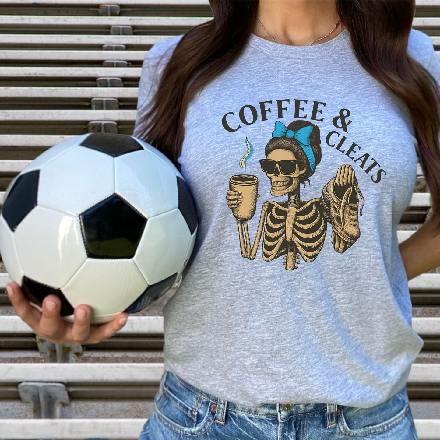 Coffee & Cleats Skeleton Comfy Tee