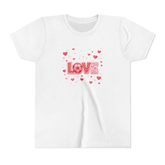 Youth Tee — 'LOVE' Pink Heart Valentine Graphic