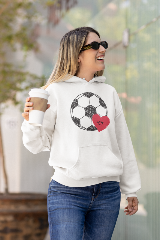 Soccer Hoodie with Player Number - Hooded Sweatshirt